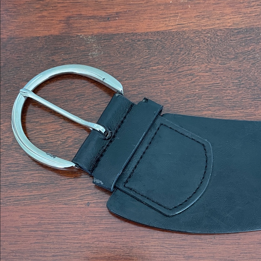 Elegant Black Belt with Silver Buckle